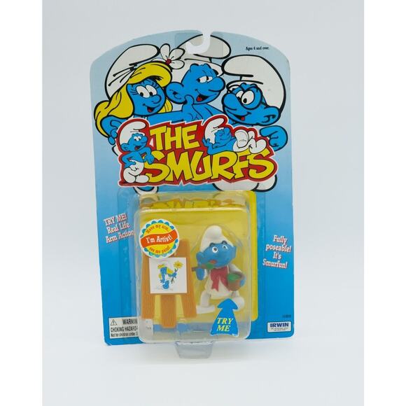 The Smurfs Artist Poseable Figure Irwin #13010 Peyo 1996 Vintage - Picture 1 of 6